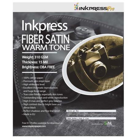 Inkpress Pro Fiber Warm Tone Satin Photo Paper (5x7"), 50 Sheets