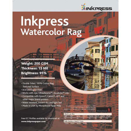 Inkpress LT4450 Watercolor Linen Paper 44inx50ft Roll