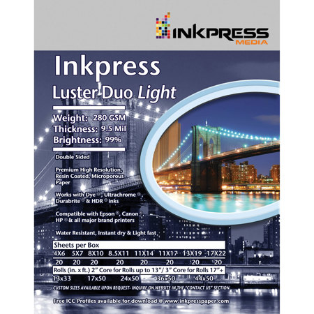 Inkpress Duo Luster Photo Paper(10"x50' Roll) Double-Sided