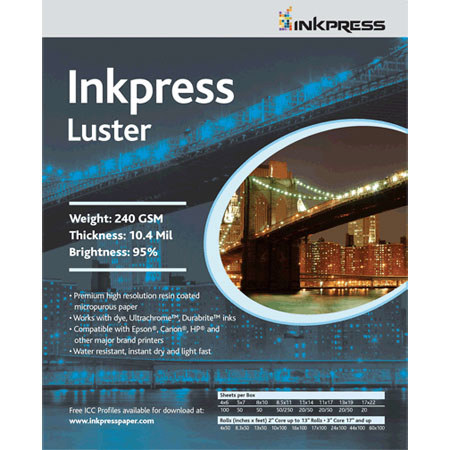 Inkpress Luster Premium Photo Paper (13x38"), 20 Sheets