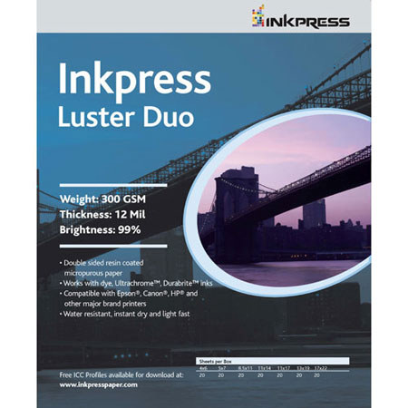 Inkpress PCLD111750 Luster-Duo Inkjet Paper 11x17in, 50