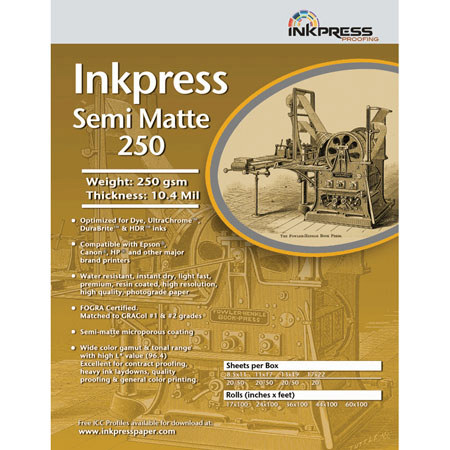 Inkpress Semi Matte Inkjet Paper, 11 x 17in 50 Sheets