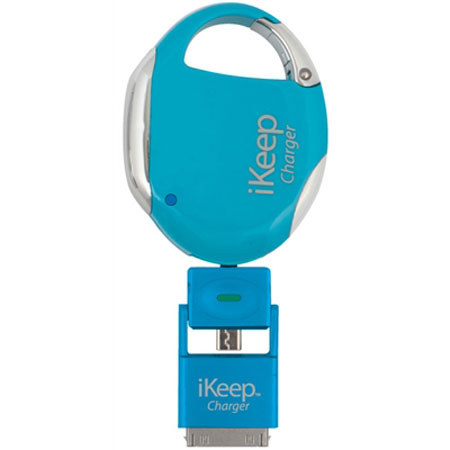 iKeep Universal Smartphone Retractable Charger & Clip On Security Device, Blue