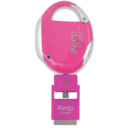 iKeep Universal Smartphone Retractable Charger & Clip On Security Device, Pink