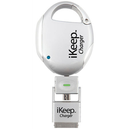 iKeep Universal Smartphone Retractable Charger & Clip On Security Device, Silver