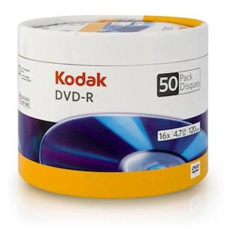 Kodak DVD-R 4.7GB/120 Min Write-Once, 50-Pack Eco Paper