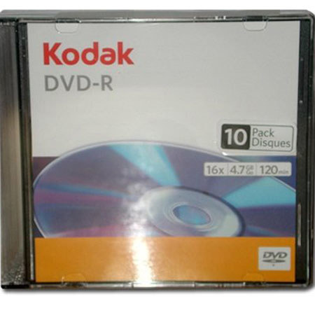 Kodak DVD-R 4.7GB/120 Min Write-Once, 10-Pack Slim Case