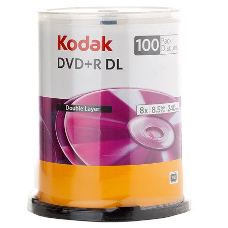 Kodak DVD+R Double Layer 8.5GB 8X Write-Once Media, 100-Pack Cake Box Spindle