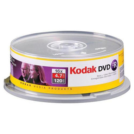 Kodak DVD-R 4.7GB/120 Mins Write-Once, 25-Pack Spindle
