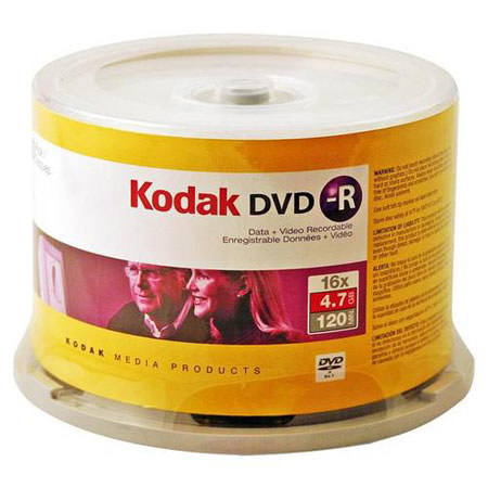 Kodak DVD-R 4.7GB/120 Mins Write-Once 50-Pack Spindle