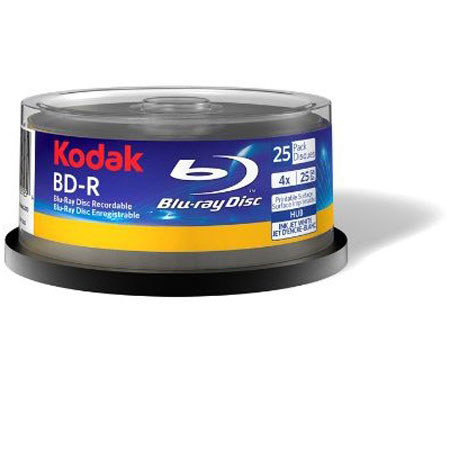 Kodak BD-R 25GB White Inkjet Printable Surface, 25-Pack