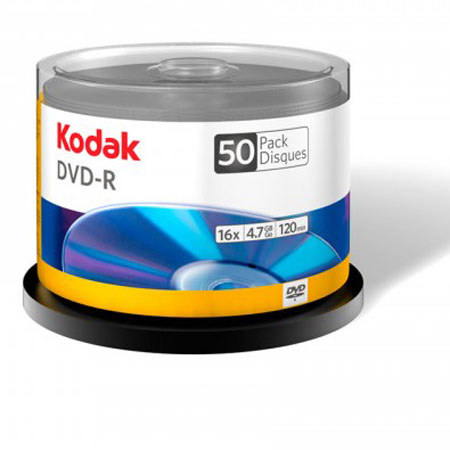 Kodak DVD-R 4.7GB/120 Minutes 16X Write-Once, 50 Pack - in Shrink Wrap Pack