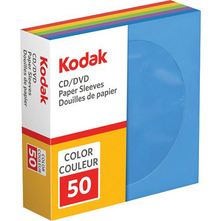 Kodak CD/DVD Multi-Color Paper Sleeves, 50 Pack