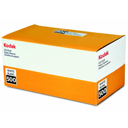 Kodak White Paper CD/DVD Sleeves, 500 Pack