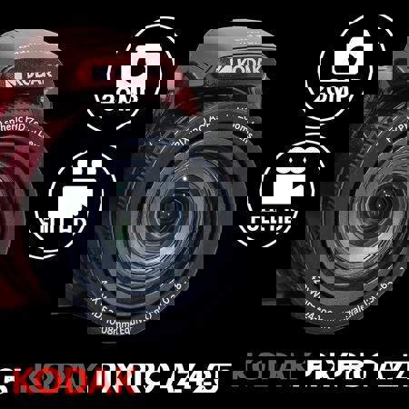 Kodak PIXPRO AZ425 Astro Zoom 20MP FHD Digital Camera, Red, with