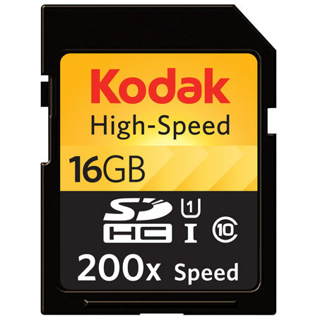 Kodak 16GB Class 10 Kodak High Speed SDHC 200x Write, 60x Read Memory Card