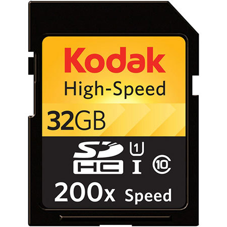 Kodak 32GB Class 10 Kodak High Speed SDHC 200x Write, 60x Read