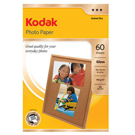 Kodak Photo Gloss Inkjet Paper, 4x6", 60 Sheets