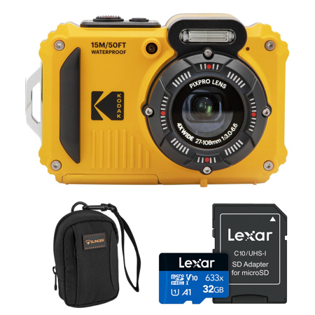 Kodak PIXPRO WPZ2 16MP FHD Waterproof Rugged Digital Camera, Yellow, w/32GB Card