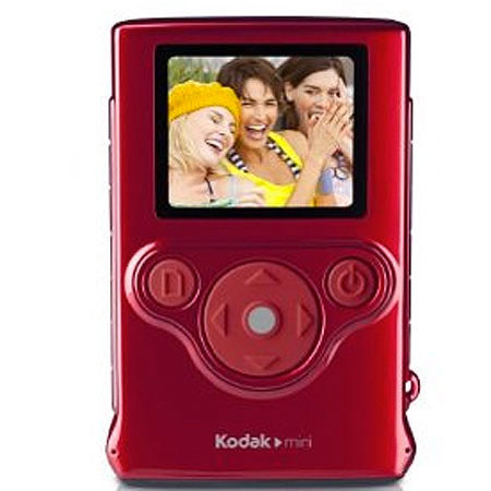 Kodak ZM1 Mini Video Camera, 3x Zoom, microSD Card, Red