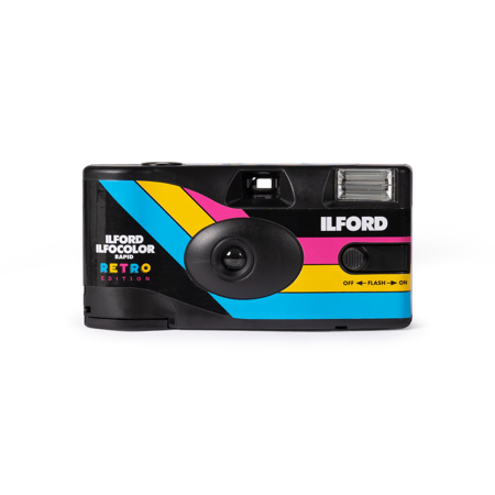Ilford ILFOCOLOR Rapid Retro Single Use Color Film Camera, 27 Exposures, Black