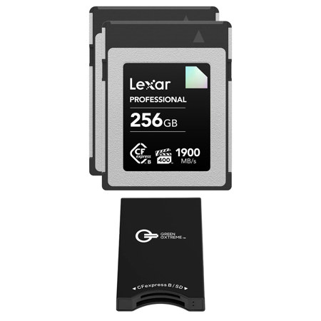 Lexar Diamond Pro 256GB CFexpress Type-B Memory Card, 2-Pack, with Card Reader