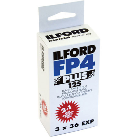 Ilford FP4 Plus Fine Grain Black and White Film, 36 Exp. TriPack 2+1 Free