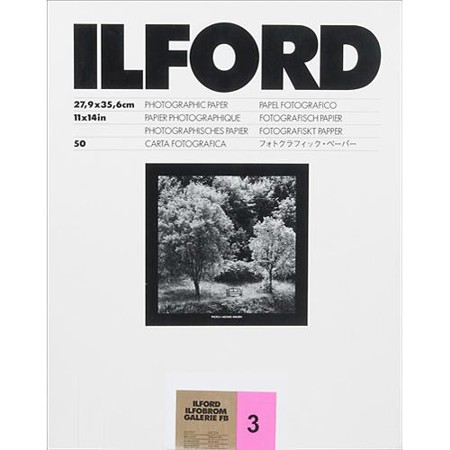 Ilford Ilfobrom Galerie FB B&W Enlarging Paper, 11x14"-50 Sheets Glossy, Grade 3