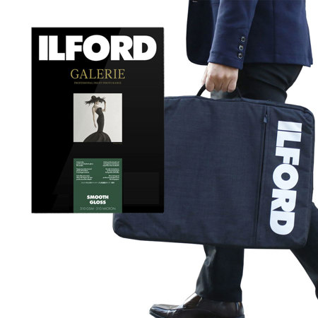 Ilford GALERIE Smooth Gloss Inkjet Photo Paper w/Portfolio Bag, 13x19" 25 Sheet