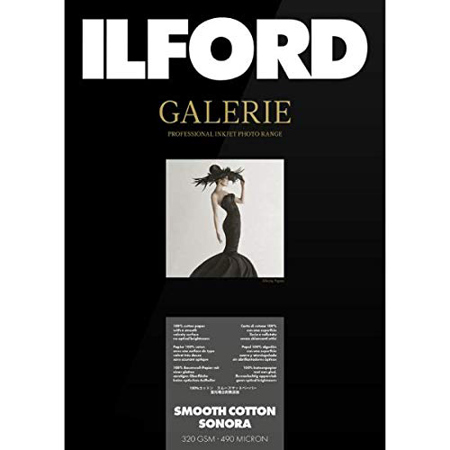 Ilford GALERIE Smooth Cotton Sonora Inkjet Paper, 320 gsm, 11x17", 25 Sheets