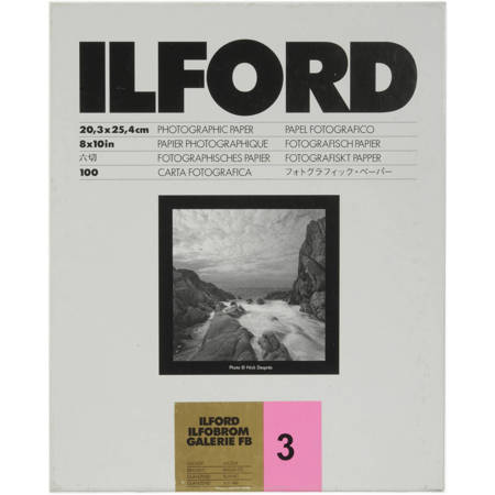 Ilford Ilfobrom Galerie FB B&W Enlarging Paper, 8x10"-100 Sheets Glossy, Grade 3
