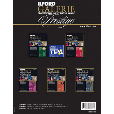 Ilford GALERIE Prestige Complete Range Sample Pack 3 Of Each Smooth Gloss-Smooth Pearl-Smooth Lustre Duo-Gold Fibre Silk-Smooth High Gloss Finish