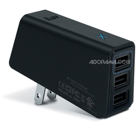 iLuv IAD217BLK Premium Triple USB AC Charger, Black