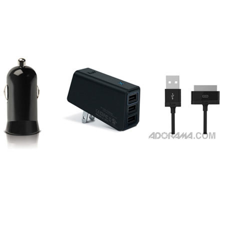 iLuv ICC264BLK Power Combo Pack with iPad, iPhone/iPod Sync Cable