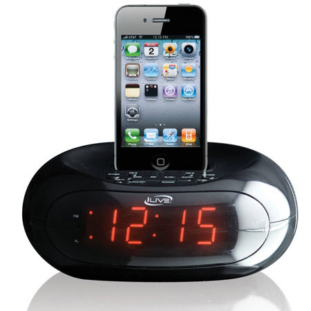 iLive ICP131B Clock Radio with iPod/iPhone Dock, Black