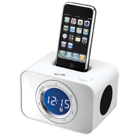 iLive ICP211W Clock Radio with iPod/iPhone Dock, White