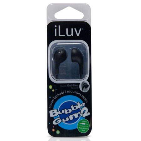 iLuv Bubble Gum II Flexible Jelly-Type Stereo Earphones, Black