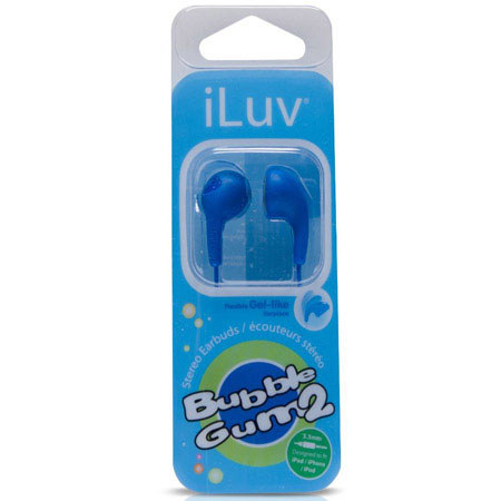 iLuv Bubble Gum II Flexible Jelly-Type Stereo Earphones, Blue