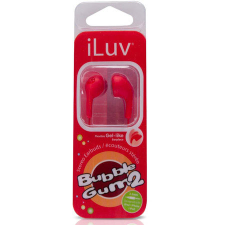 iLuv Bubble Gum II Flexible Jelly-Type Stereo Earphones, Red
