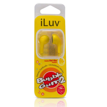 iLuv Bubble Gum II Flexible Jelly-Type Stereo Earphones, Yellow