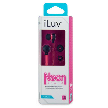 iLuv IEP334 Neon Sound In-Ear High-performance Earphones, Baby Pink Neon/Black