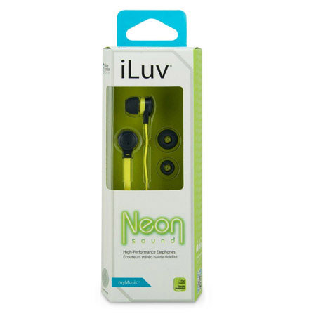 iLuv IEP334 Neon Sound In-Ear High-performance Earphones, Green Neon/Black