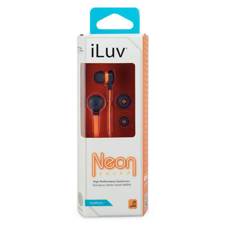 iLuv IEP334 Neon Sound In-Ear High-performance Earphones, Orange Neon/Black