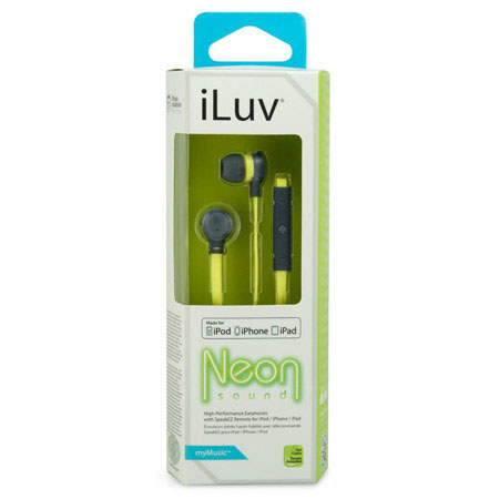 iLuv IEP335 Neon Sound In-Ear High-Performance Earphones, Green Neon/Black