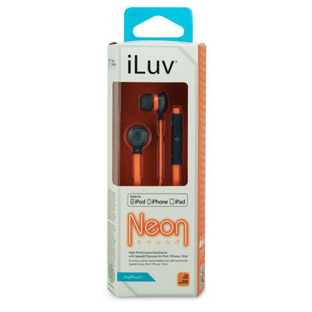 iLuv IEP335 Neon Sound In-Ear High-Performance Earphones, Orange Neon/Black