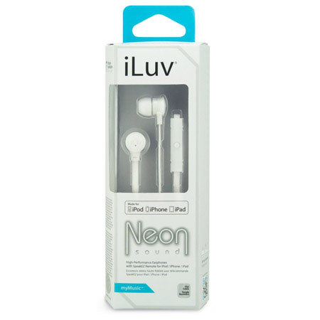 iLuv IEP335 Neon Sound In-Ear High-Performance Earphones, White