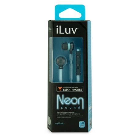 iLuv IEP336 Neon Sound In-Ear High-Performance Earphones, Baby Blue Neon/Black