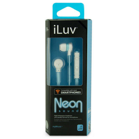 iLuv IEP336 Neon Sound In-Ear High-Performance Earphones, Blue Neon/White