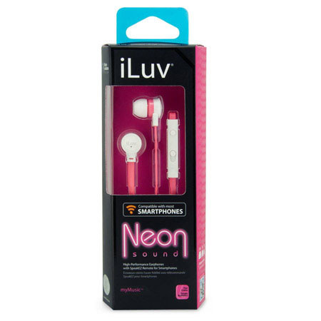 iLuv IEP336 Neon Sound In-Ear High-Performance Earphones, Pink Neon/White