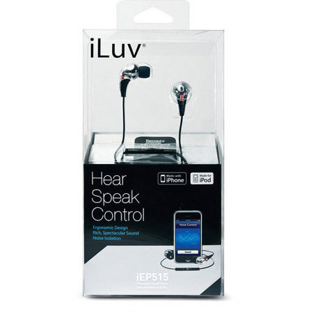 iLuv High-Performance Earphones with SpeakEZ Remote for iPad/iPhone/iPod, Black